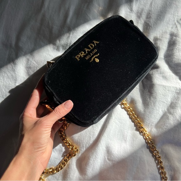 AUTHENTIC Prada Velluto Velvet with Chain Handbag - Picture 3 of 10